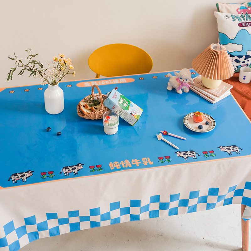 牛奶猫咪简约桌垫防水防油PVC卡通茶几垫桌布软玻璃学生书桌定制,居家布艺,桌布,淘宝优惠券,粉丝福利购,淘宝优惠卷