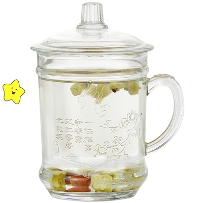 创意透明玻璃杯带盖子把手耐热水杯女泡茶喝茶杯子带把家用茶杯男