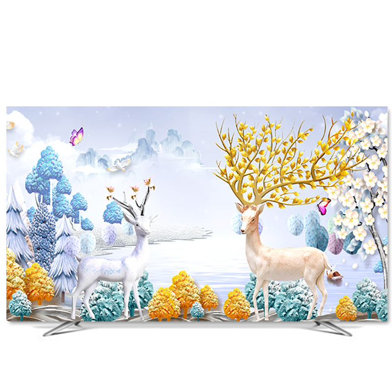 升级版电视机防尘罩布艺家用42寸55寸58寸65寸壁挂曲屏遮挡罩套