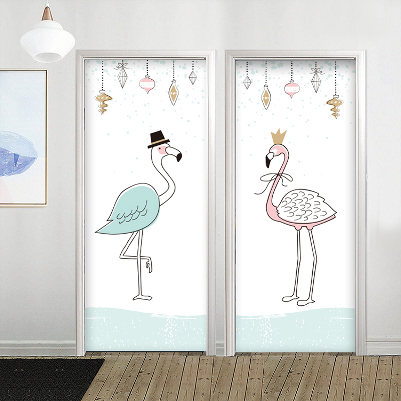 北欧简约玻璃移门贴膜衣柜门贴纸整张旧门翻新自粘防水装饰贴画