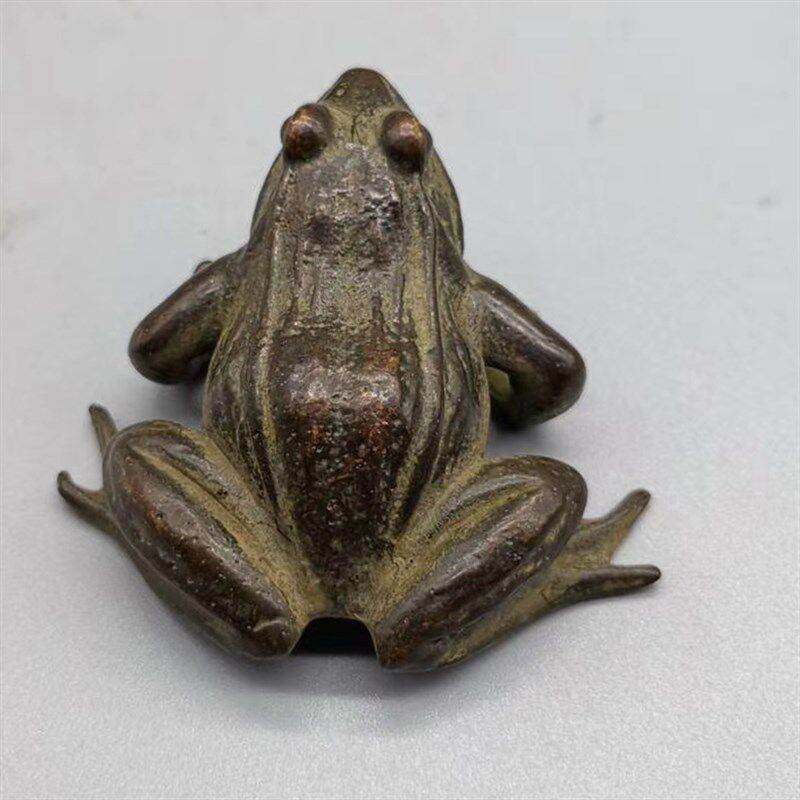 古玩铜器收藏仿古纯铜小号青蛙实心摆件茶宠家居装饰