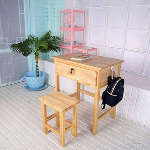 带抽屉纯实木写字桌作业桌书桌家用学生课桌椅书桌免安装隼卯简易