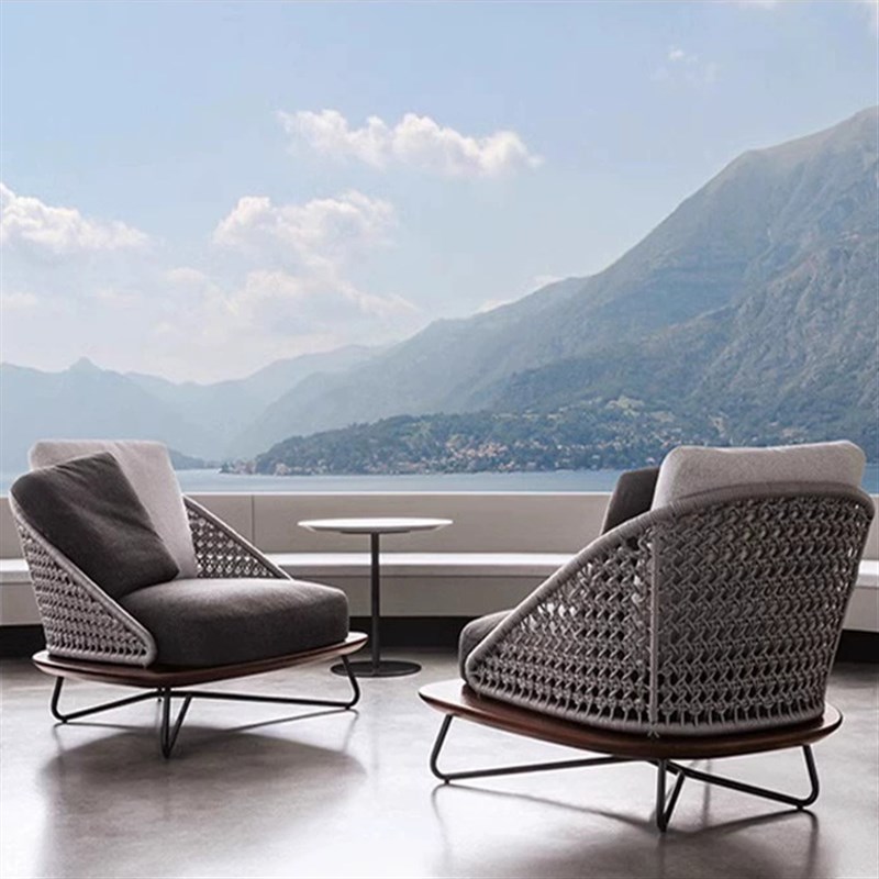 轻奢户外沙发北欧简约藤编沙发茶几组合别墅庭院阳台室外露天桌椅