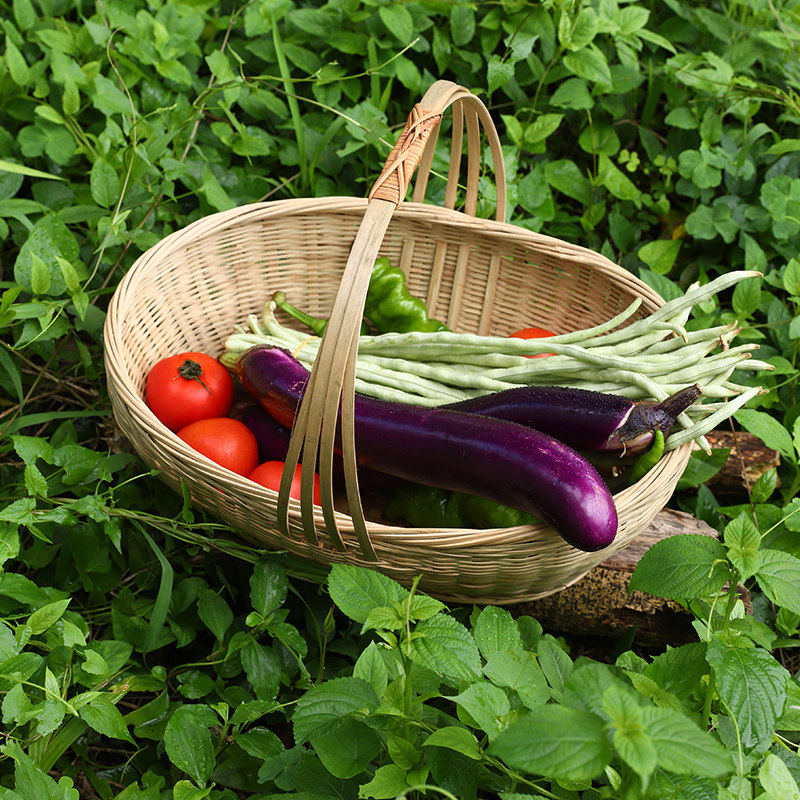 民间手工编织竹篮子 椭圆形购物篮 阿婆买菜手提篮大号水果鸡蛋篮,特色手工艺,竹编/竹雕,淘宝优惠券,粉丝福利购,淘宝优惠卷