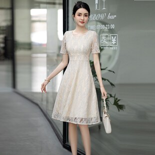 妈妈装 婚宴小晚礼服女平时可穿参加婚礼轻奢小众高端大气主持裙夏