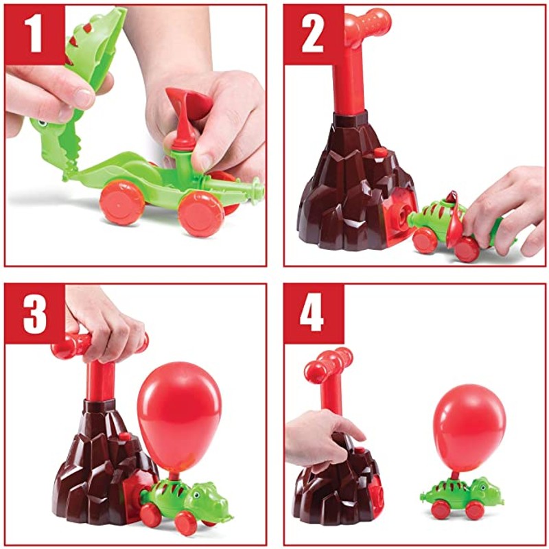 空气动力气球车 火山恐龙吹气球动力车 儿童空气滑行汽车生日礼物