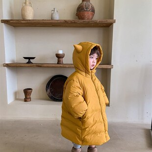 韩男女童中长新款羽绒服冬季洋气婴幼儿童宝宝小恶魔加厚冬装外套