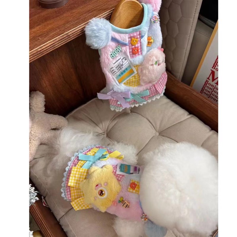 宠物秋冬绒衣衣服狗狗猫咪秋冬保暖可爱毛怪背心泰迪博美小马猫咪