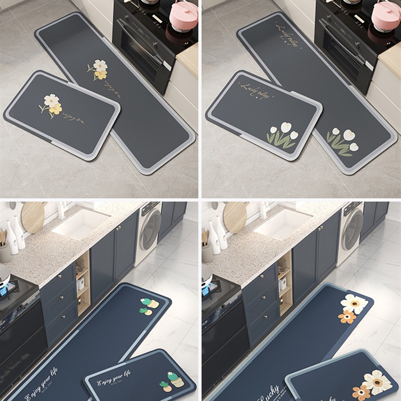 厨房地垫防滑防油可擦免洗脚垫入户进门防水软硅藻泥吸水吸油地毯