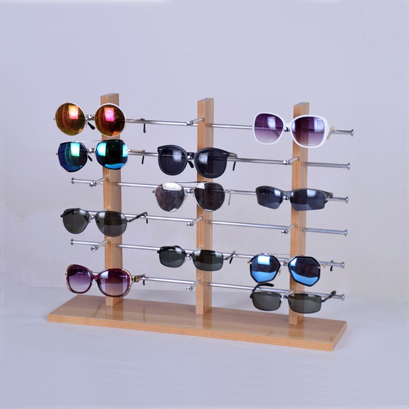 三排木纹白色眼镜展架陈列架展示架可移动墨镜道具架子展示摆地摊