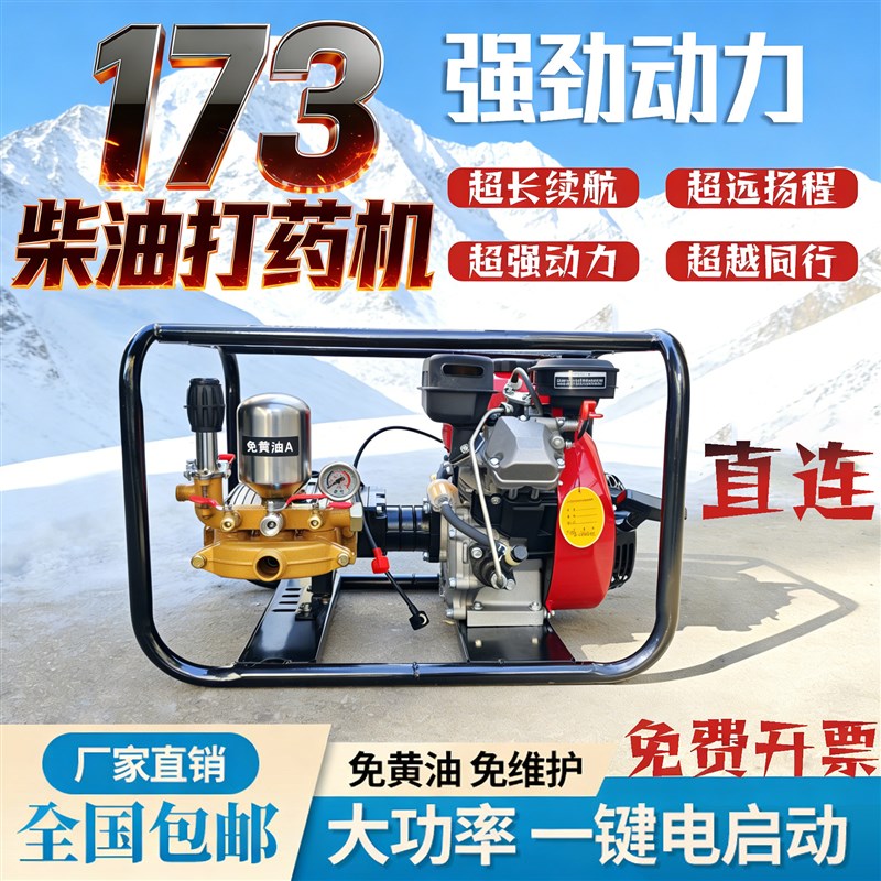 173柴油打药机清洗打药灌溉施肥直连抽水高压农用浇水一键电启动