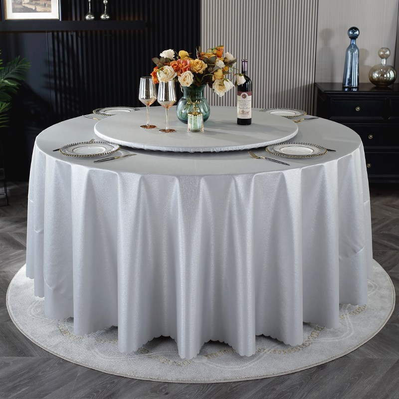 圆桌桌布防水防油免洗酒店餐厅饭店台布转盘餐桌布茶几布加厚