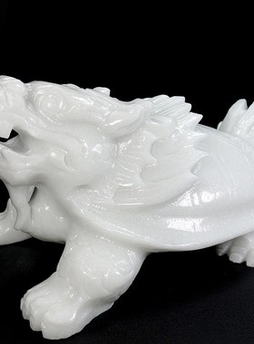 天然阿富汗白玉龙龟摆件雕刻家居商铺客厅玄关办公室摆设装饰品