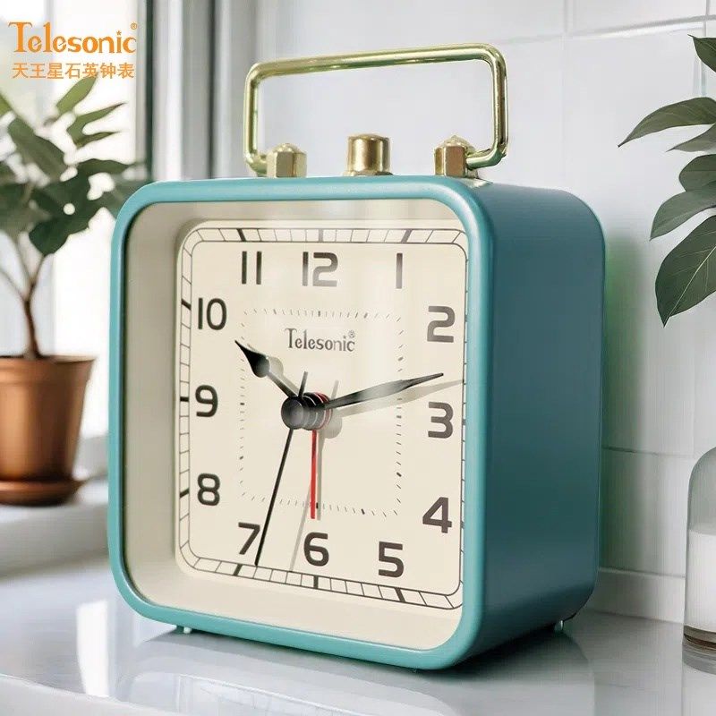 TELESONIC/天王星创意金属闹钟学生用静音钟表儿童男孩时钟石英钟
