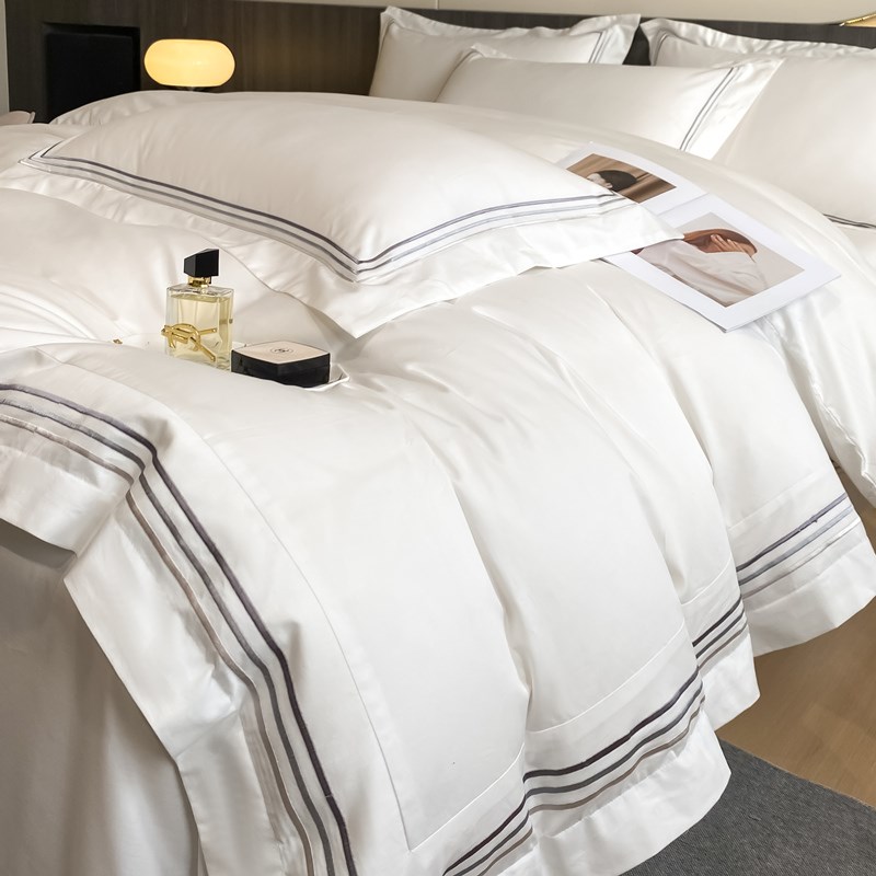 类极简酒店风200支长绒棉全棉四件纯床笠款民宿床上用品