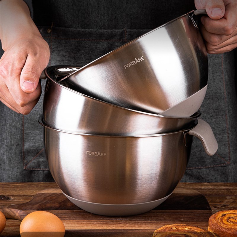 法焙客304不锈钢打蛋盆加深加厚 搅拌家用防滑打发奶油盆烘焙工具