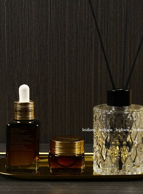 样板房卫生间洗手台摆件浴室柜香薰金属托盘香水护肤饰品摆件软装