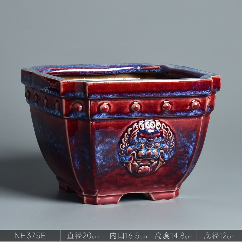 君子兰花盆室内仿古陶瓷兰花盆景盆栽蝴蝶兰桌面造景创意钧窑