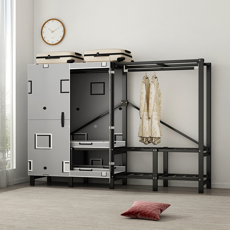 免安装折叠衣柜家用卧室出租房金属布衣柜简易组装全钢架加粗加厚