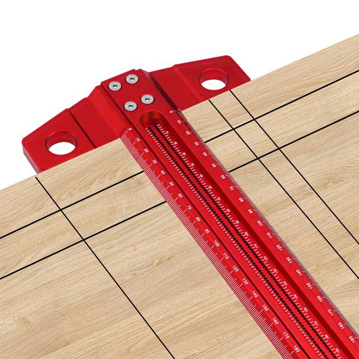 木工线T型直角尺OWM9划功0度线规十划线工具洞洞尺多能尺字孔划线