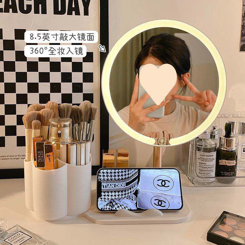 led化妆镜灯补收纳盒一体光285台式桌面卧室梳妆台宿带舍梳妆镜子