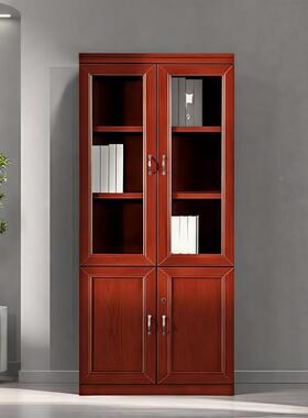 中油漆实木皮书柜自由组式档FZF合储物案料柜落资地办公室木制文