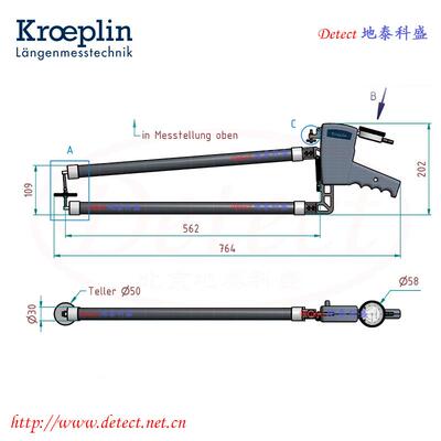 德KROEPLD12100TIN指针式厚度测量规D12100大T型长喉颈深测厚国卡