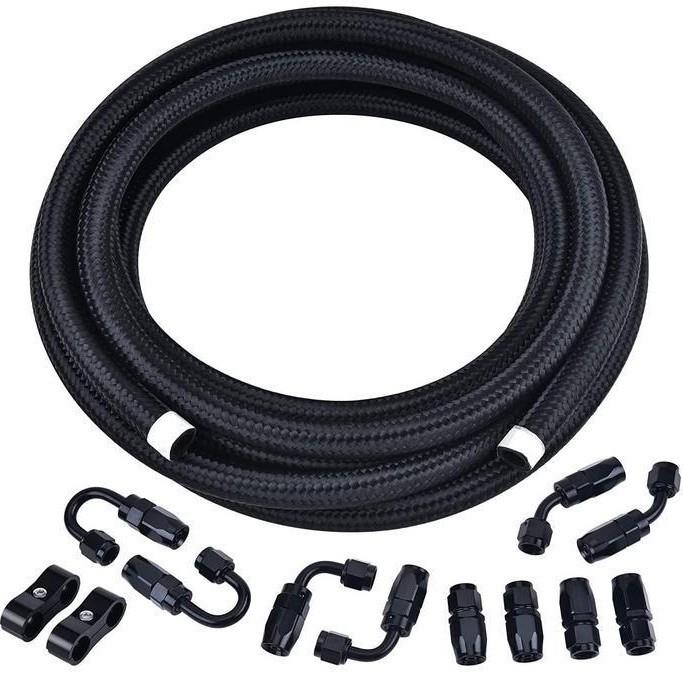 热1销汽车改套装AN0黑色HTZ编织尼龙油管油冷接头装3米/6米