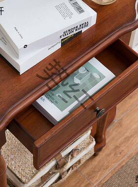 7W美式实木玄圆关桌台QNA复古墙隔断走柜廊靠半桌沙发阳台几条案