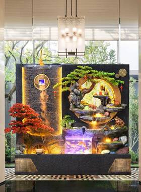 水幕假墙山喷泉摆件IRS流水屏客厅玄关落地风装饰风水财轮生庭院