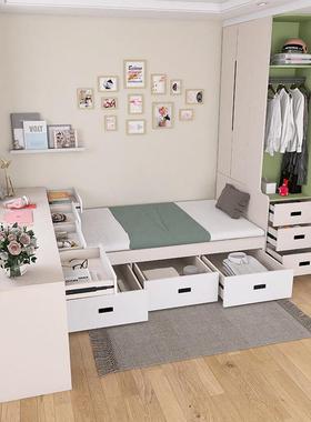 衣榻榻米床柜一体组合带卧书桌抽拉能64244柜可小户型多功室储物