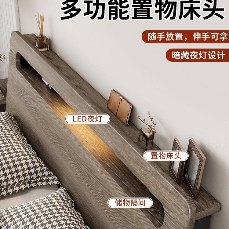 实木型床现代简约双UDO人1m.8米工床厂直销1.5出租房经济1.2单人