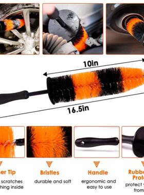 汽车刷橙色1件套电钻头轮毂无品牌/轮刷胎洁刷车内缝2隙刷洗车清