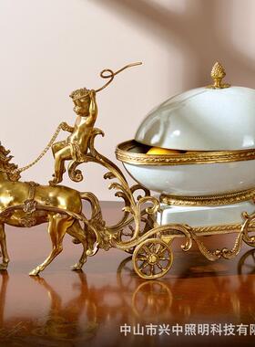 欧式雪橇饰鹿车酒餐架果盘厅餐桌RA375N摆件手工艺瓷装陶品