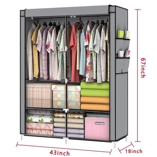 简238用易组合衣柜衣人无纺布衣柜双挂大单容量简易家出租房柜