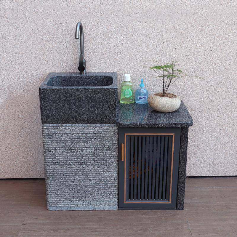 户外天然大理石材洗手台盆院一体水槽池立式240柱庭洗脸洗衣盆组