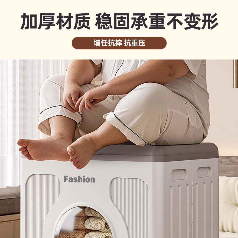 翻盖衣服收纳箱家用超大容量带滑轮整理箱可折叠衣物被子储物箱子