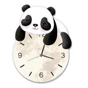 通熊猫创客厅餐意厅钟表挂钟挂画可爱奶油童风儿房IGL静音时钟卡