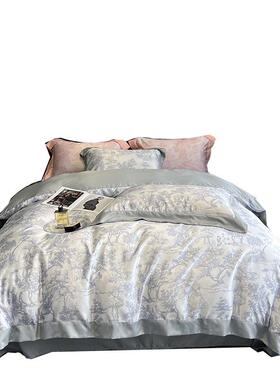 简约水奢洗丝件套冰丝四被真套罩丝滑轻感夏季天F967MHJ8丝床单床