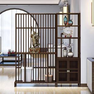 新物中式入户玄关柜古博古屏架客KPR厅隔断仿楠竹简约现代进门风