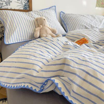纯被套单件150×200×23全棉水棉洗棉条纹床单品lxy20240被罩01.5