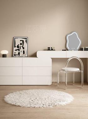 卧室梳妆台实梳妆卧室收纳妆桌一体化XOT木轻奢烤漆梳妆台桌