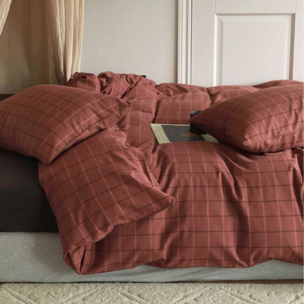 圣诞氛围冬秋加厚法兰格绒磨JT毛全棉百搭上四件套简约子纯床棉被