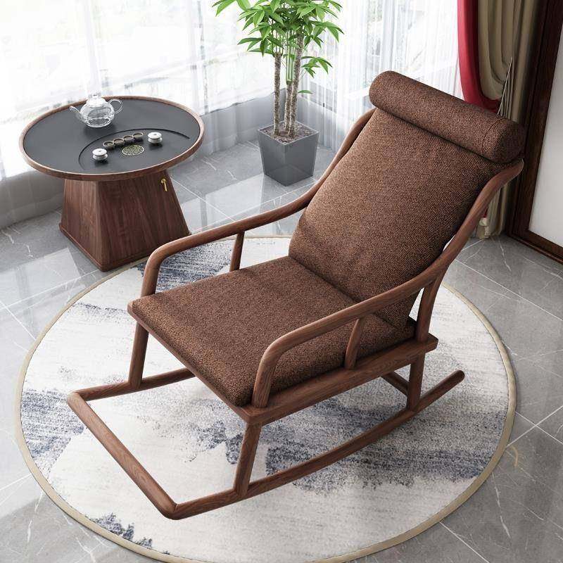 新中式阳木摇摇椅懒人躺椅单人实实木椅逍遥CCP椅客厅摇椅台休闲