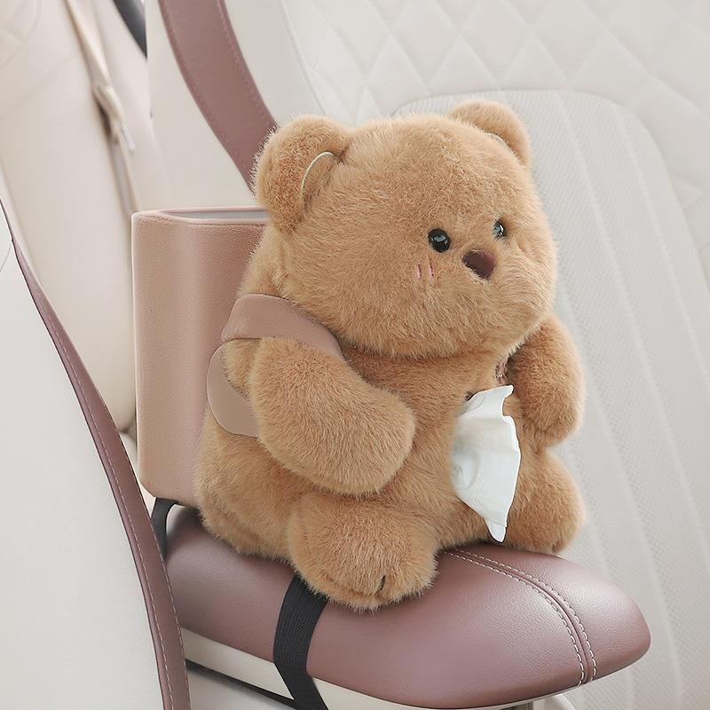 车载纸巾盒垃圾桶二合一汽车扶手箱创意可爱抽纸盒玩偶车内装饰女