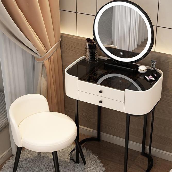 实木梳妆台卧室现代简约轻奢小户型岩板化妆柜桌镜子迷你网红妆台