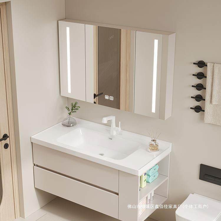 法式奶油风浴室柜镜柜组合简约现代陶瓷一体盆侧边收纳洗脸池新款,电子元器件市场,其它元器件,淘宝优惠券,粉丝福利购,淘宝优惠卷