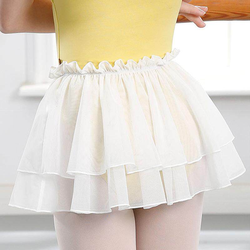 倚玲幼儿芭蕾舞蹈裙子白色半身纱裙女童练功裙短裙儿童遮臀裙