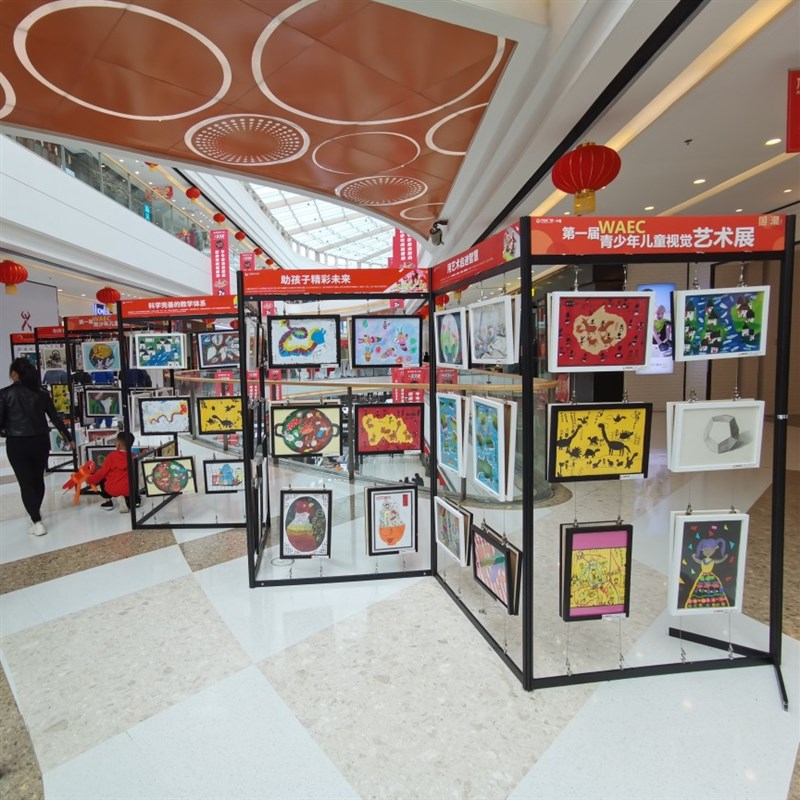 八棱柱画展展示架折叠书画展板幼儿园书法作品铝合金展板美术摄影