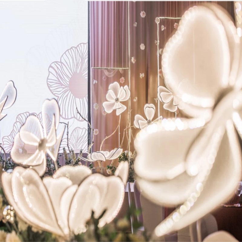 新款婚庆道具路引发光牡丹路引灯光花瓣路引新款婚庆路引灯